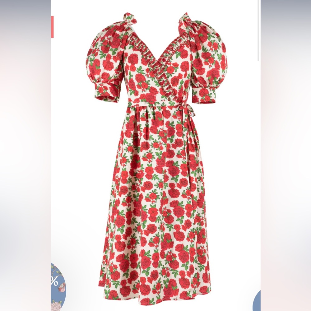 Dondolo Seraphina Dress - Red/Cream Satin